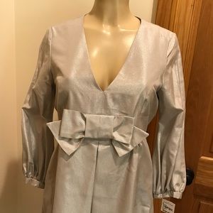 CONSPICUOUS 8 Nordstrom silver lamé bow dress NEW